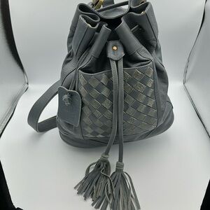 Gray Bali Elf Handmade Custom Leather Convertible Crossbody Backpack Grey